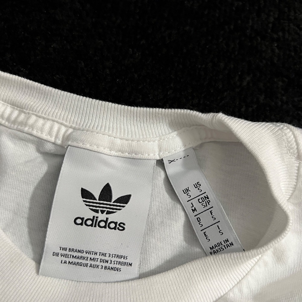 Adidas Shirt Mens Small Originals Trefoil Essentials White Short Sleeve Cotton - Picture 4 of 9